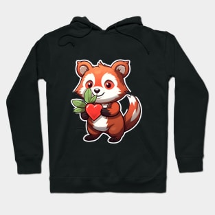 Adorable Red Panda with a Heart-Shaped Gift Hoodie